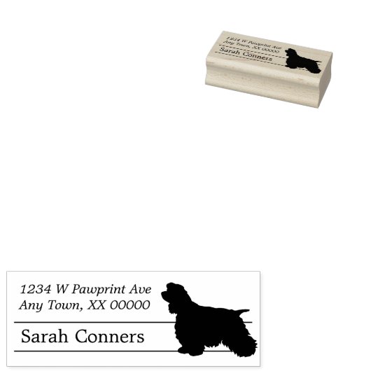 Silhouet Amerikaans Cocker Spaniel Retouradres Rubberstempel (Gestempeld)
