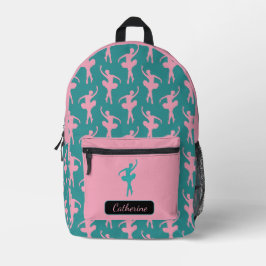 Silhouet Ballerina in Roze en Blauwgroen Bedrukte Rugzak