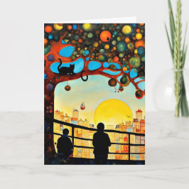 Silhouet bij zonsopgang kaart