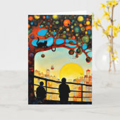 Silhouet bij zonsopgang kaart (Gele Bloem)