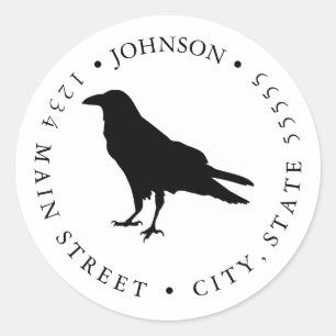 Silhouet Black and White Raven Return Label