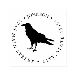 Silhouet Black and White Raven Return Label Zelfinktende Stempel