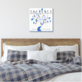 Silhouet Blauw Bloemenboom Vier Generatie Foto Canvas Afdruk (Insitu (Slaapkamer))