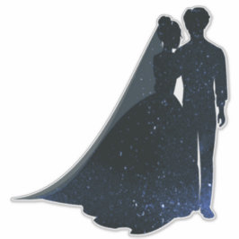 Silhouet Blauw sparkle bruid en bruidegom decal Sticker