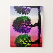 Silhouet Bomen met Kleurrijke Sky Achtergrond Legpuzzel (Verticaal)