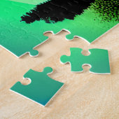 Silhouet Bomen van het Leven Omringd door Regenboo Legpuzzel (Zijkant)