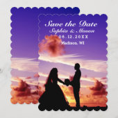Silhouet Bruid & bruidegom Zonsondergang Bewaar de Save The Date (Voorkant / Achterkant)