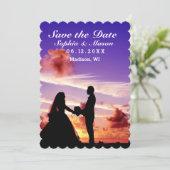 Silhouet Bruid & bruidegom Zonsondergang Bewaar de Save The Date (Staand voorkant)