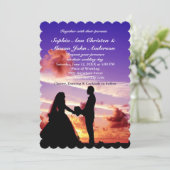 Silhouet bruid & bruidegom Zonsondergang bruiloft  Kaart (Staand voorkant)