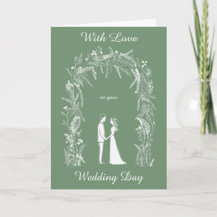 Silhouet bruid en bruidegom gepersonaliseerde brui kaart