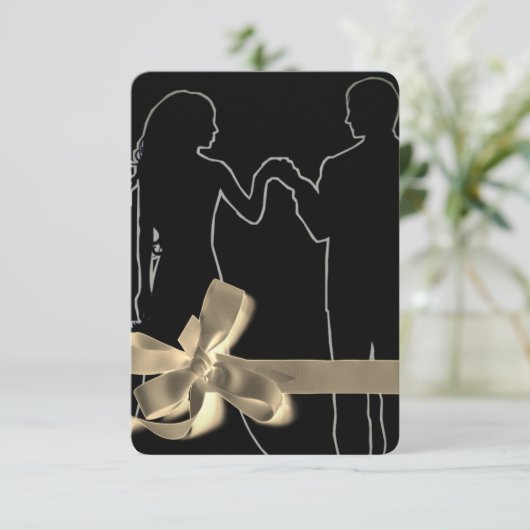 Silhouet bruid en bruidegom zwart sjabloon kaart (Staand voorkant)