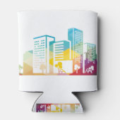 silhouet cityscape-bouwpictogram kleurplaats blikjeskoeler (Achterkant)