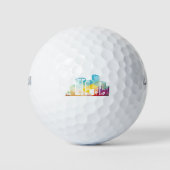 silhouet cityscape-bouwpictogram kleurplaats golfballen (Voorkant)