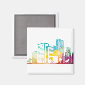 silhouet cityscape-bouwpictogram kleurplaats magneet (Voorkant / Achterkant)