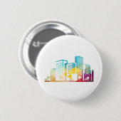 silhouet cityscape-bouwpictogram kleurplaats ronde button 5,7 cm (Voorkant /achterkant)