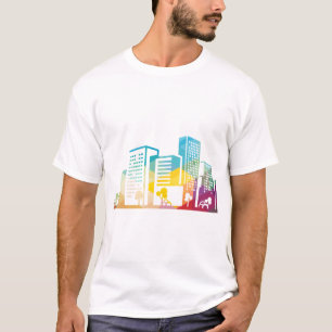 silhouet cityscape-bouwpictogram kleurplaats t-shirt