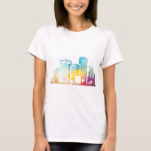 silhouet cityscape-bouwpictogram kleurplaats t-shirt (Voorkant)