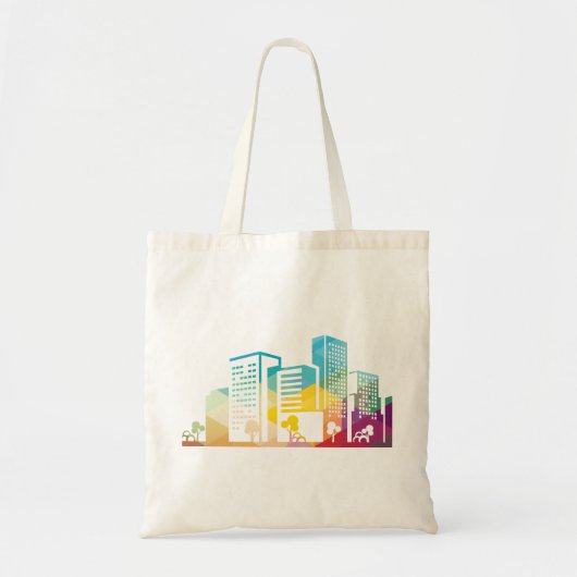 silhouet cityscape-bouwpictogram kleurplaats tote bag (Voorkant)