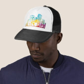 silhouet cityscape-bouwpictogram kleurplaats trucker pet (In situ)
