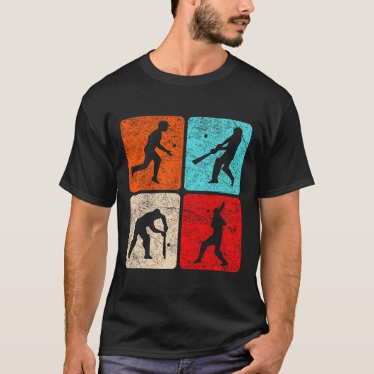 Silhouet Cricketspelers T Wicketstokken Ils Tti T-shirt (Voorkant)