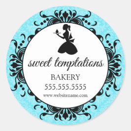 Silhouet Cupcake Lady Bakkerij Verpakking Ronde Sticker