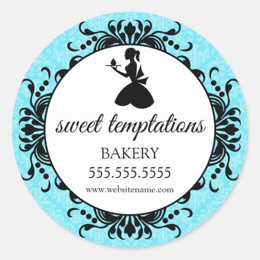 Silhouet Cupcake Lady Bakkerij Verpakking Ronde Sticker (Voorkant)