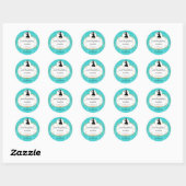 Silhouet Dame en Cupcake Bakkerij Verpakkingsklass Ronde Sticker (Vel)