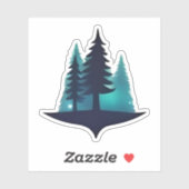 Silhouet dennen met mystieke gloed sticker (Vel)