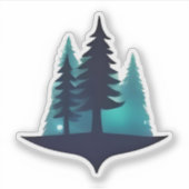 Silhouet dennen met mystieke gloed sticker (Voorkant)