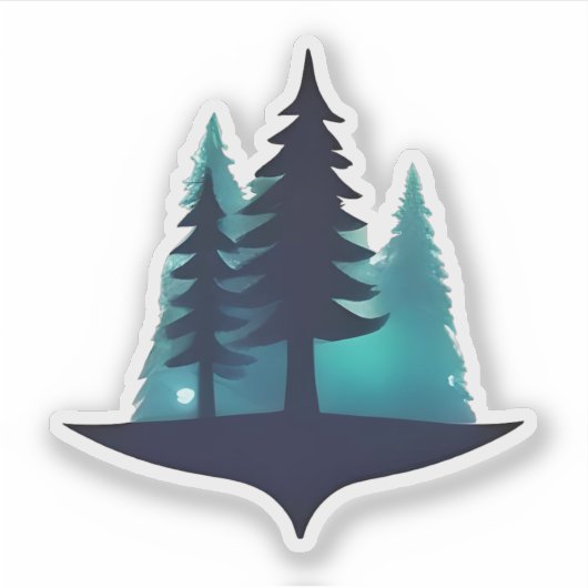Silhouet dennen met mystieke gloed sticker (Voorkant)