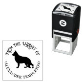 Silhouet Duitse Herder #2 Bibliotheek Boeknaam Zelfinktende Stempel (In situ)