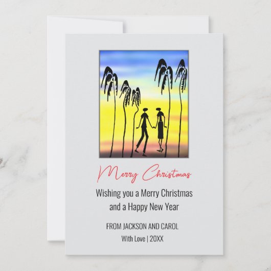 Silhouet en Palmbomen Kerstvakantie Kaart (Voorkant)