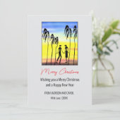 Silhouet en Palmbomen Kerstvakantie Kaart (Staand voorkant)