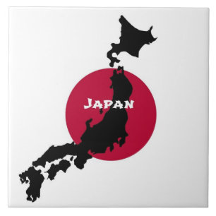 Silhouet en vlag van Japan Tegeltje