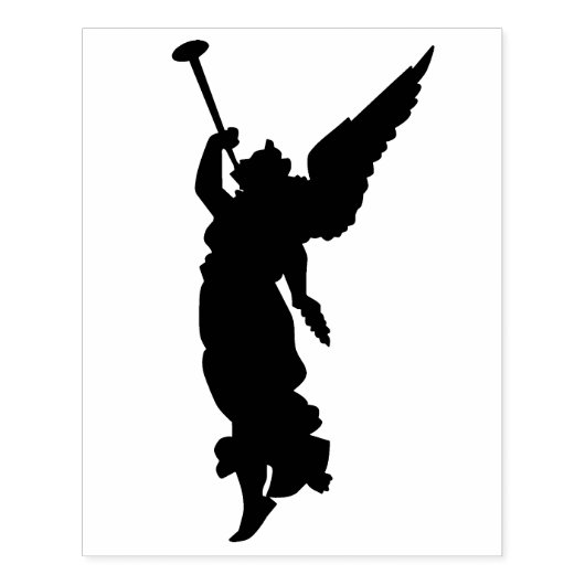 Silhouet Engel met trompet art stempel (Afrduk)