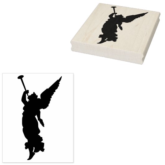 Silhouet Engel met trompet art stempel (Gestempeld)