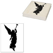 Silhouet Engel omkering met trompet art stempel (Gestempeld)