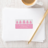 Silhouet Evergreen Trees Adresetiketten (roze) Etiket (Insitu)