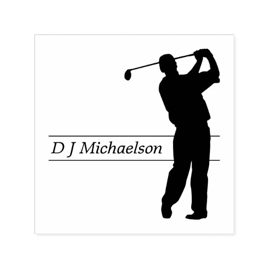 Silhouet Full Swing Golfer met Naam Zelfinktende Stempel (Design)