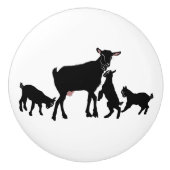 Silhouet Geit en Triplets Keramische Knop (Voorkant)