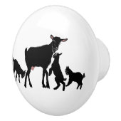 Silhouet Geit en Triplets Keramische Knop (Rechts)