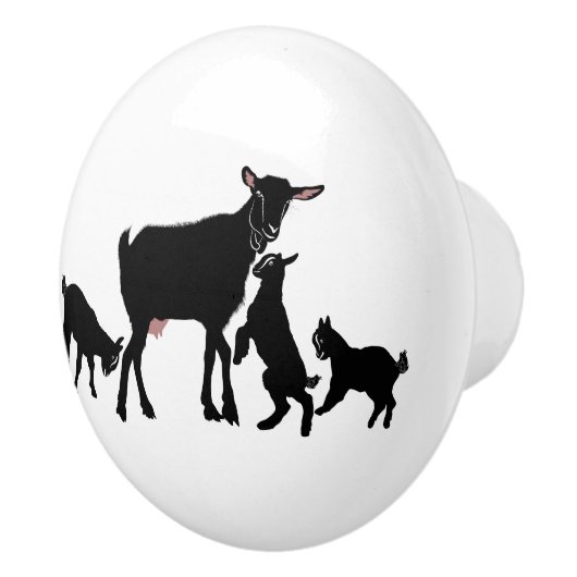 Silhouet Geit en Triplets Keramische Knop (Rechts)