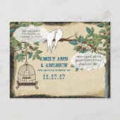 Silhouet Gele Vogels Vogelkooi Save the Date Aankondigingskaart (Achterkant)