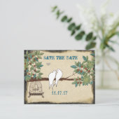 Silhouet Gele Vogels Vogelkooi Save the Date Aankondigingskaart (Staand voorkant)