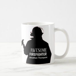 Silhouet gepersonaliseerde brandweerman koffie Mok