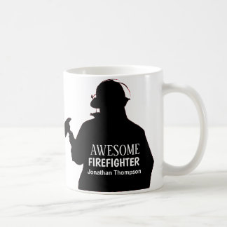Silhouet gepersonaliseerde brandweerman koffie Mok