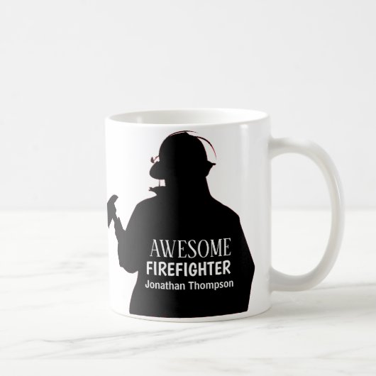 Silhouet gepersonaliseerde brandweerman koffie Mok (Rechts)