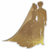 Silhouet Gouden sprankelende bruid en bruidegom de Sticker (Voorkant)