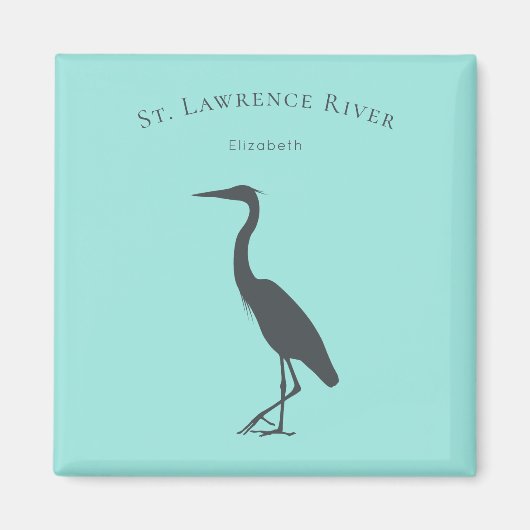 silhouet Great Blue Heron staande gepersonaliseerd Magneet (Voorkant)