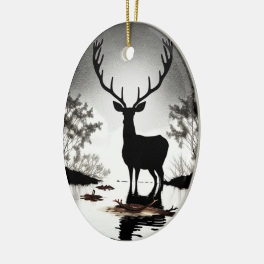 Silhouet, hert, ovaal hangend ornament (Links)